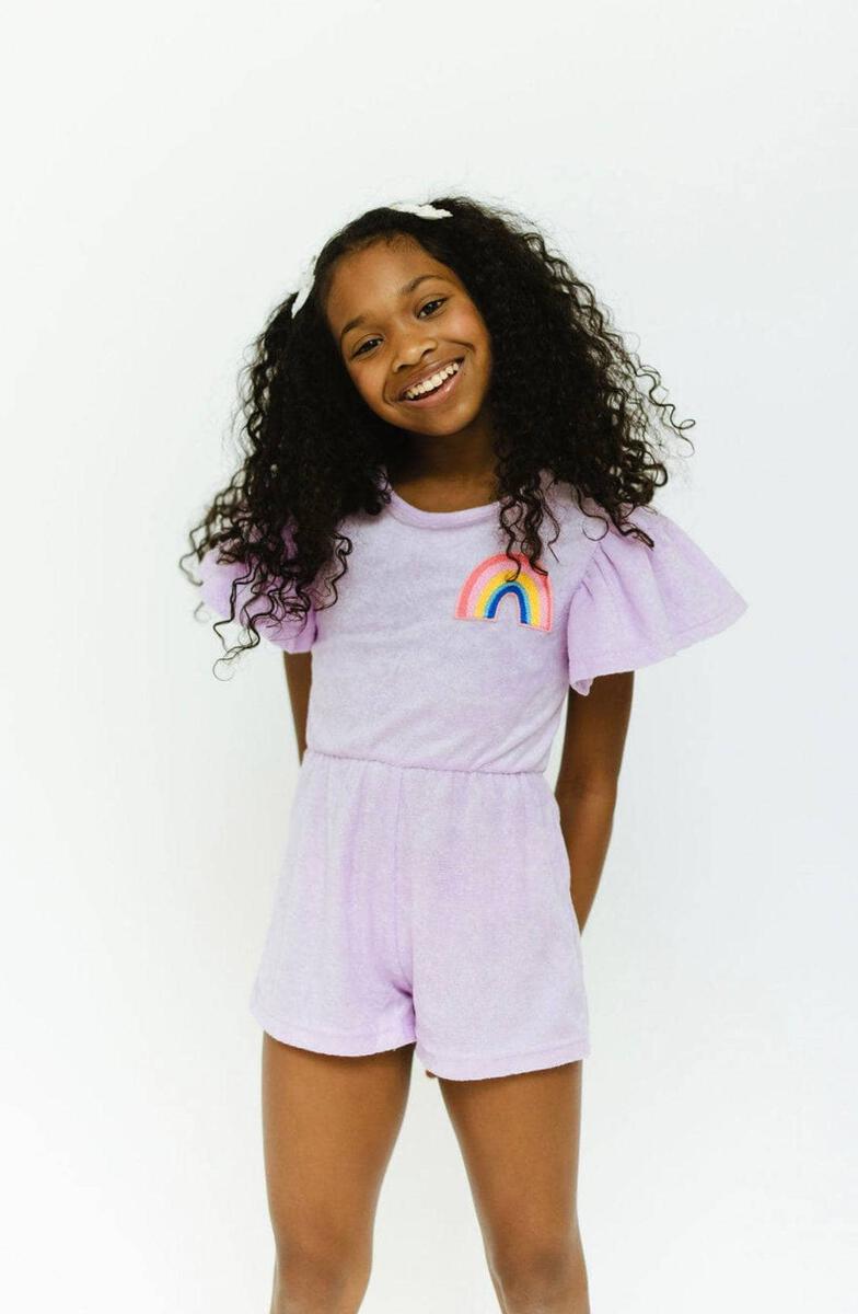 Terry Rainbow Romper Lavender