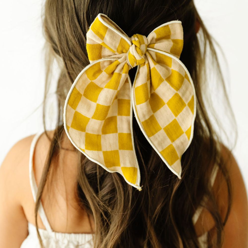 Baby Bling Mustard Race Check Belle Clip
