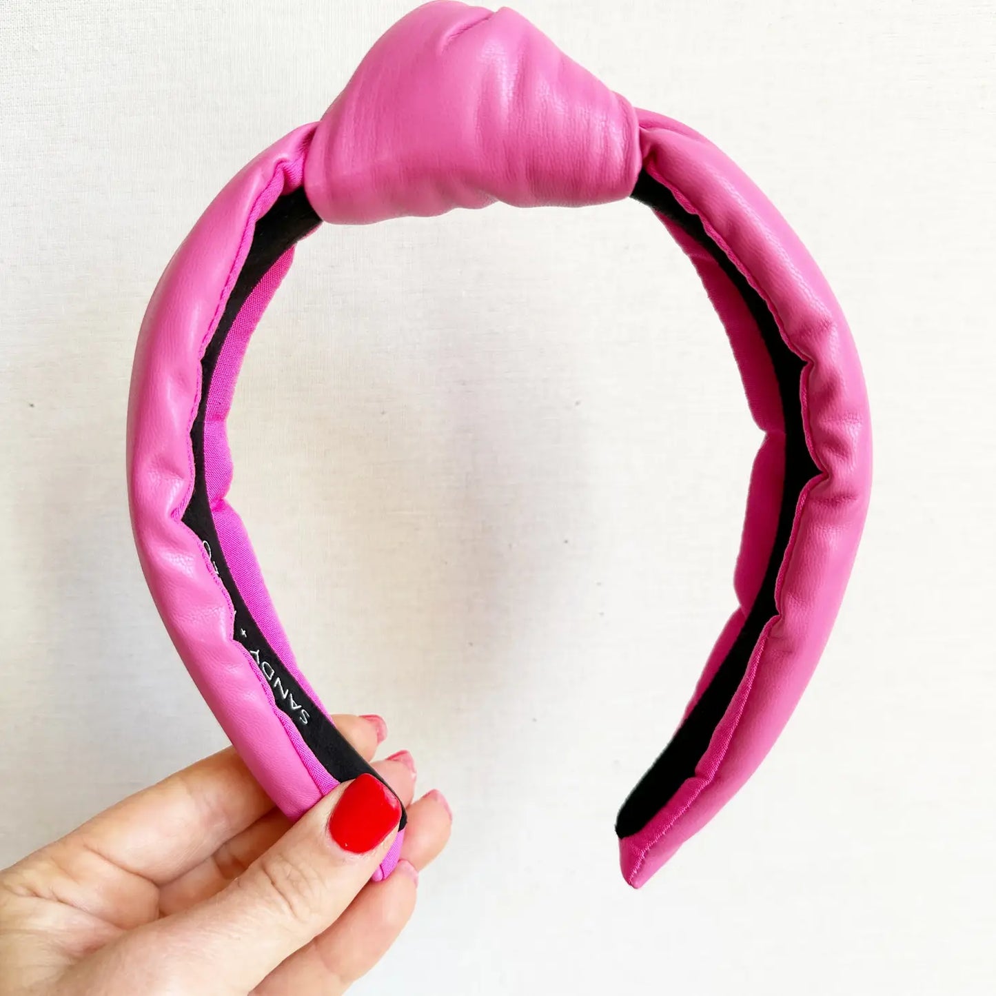 Hot Pink Faux Leather Headband