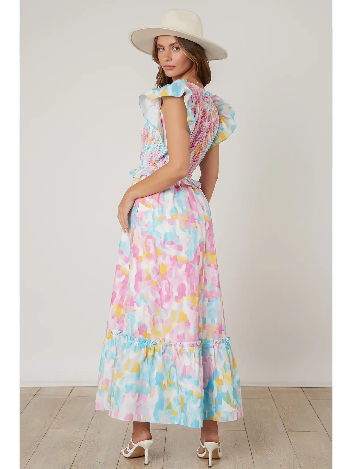 Brushed Print Poplin Maxi Dress
