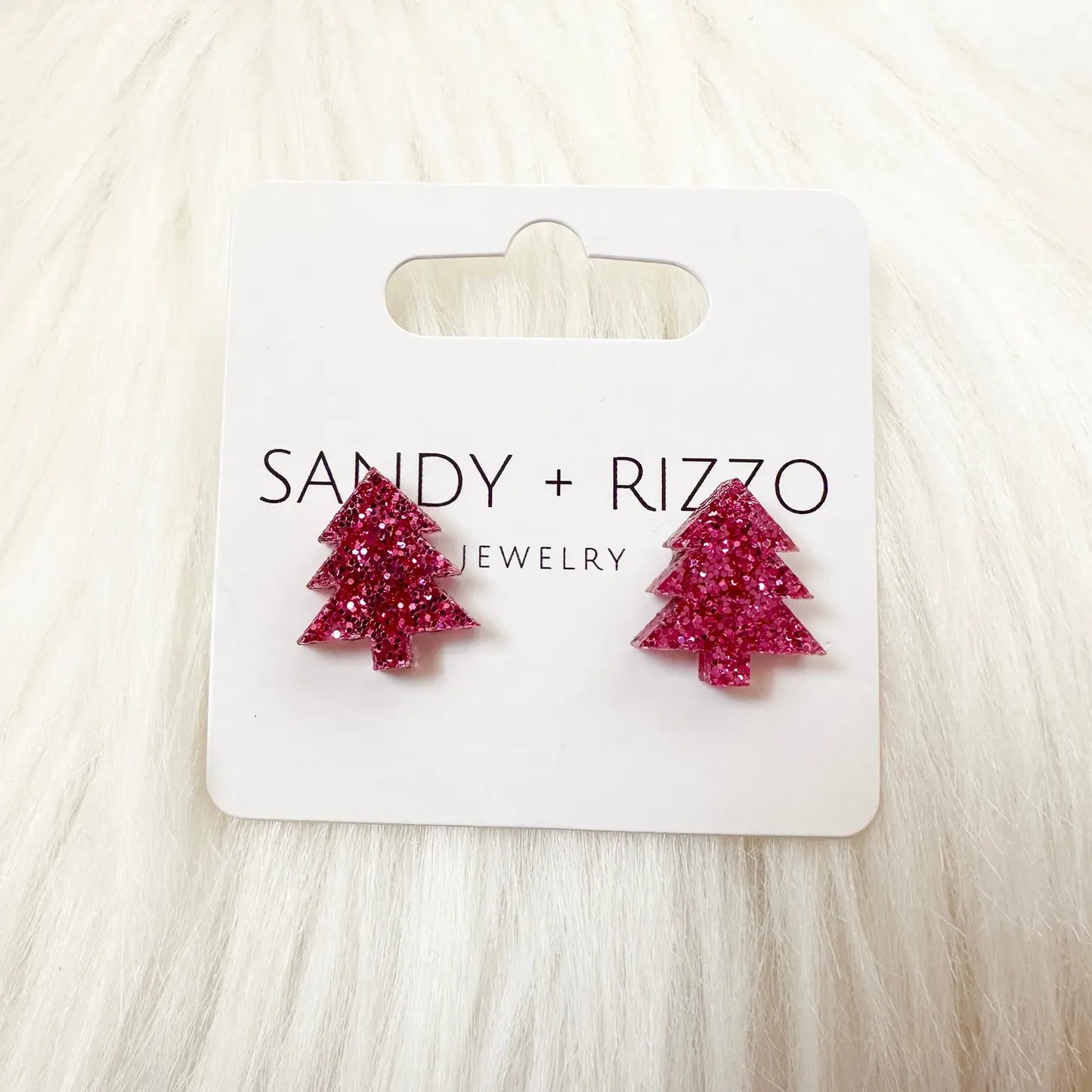 Small Pink Christmas Tree Stud
