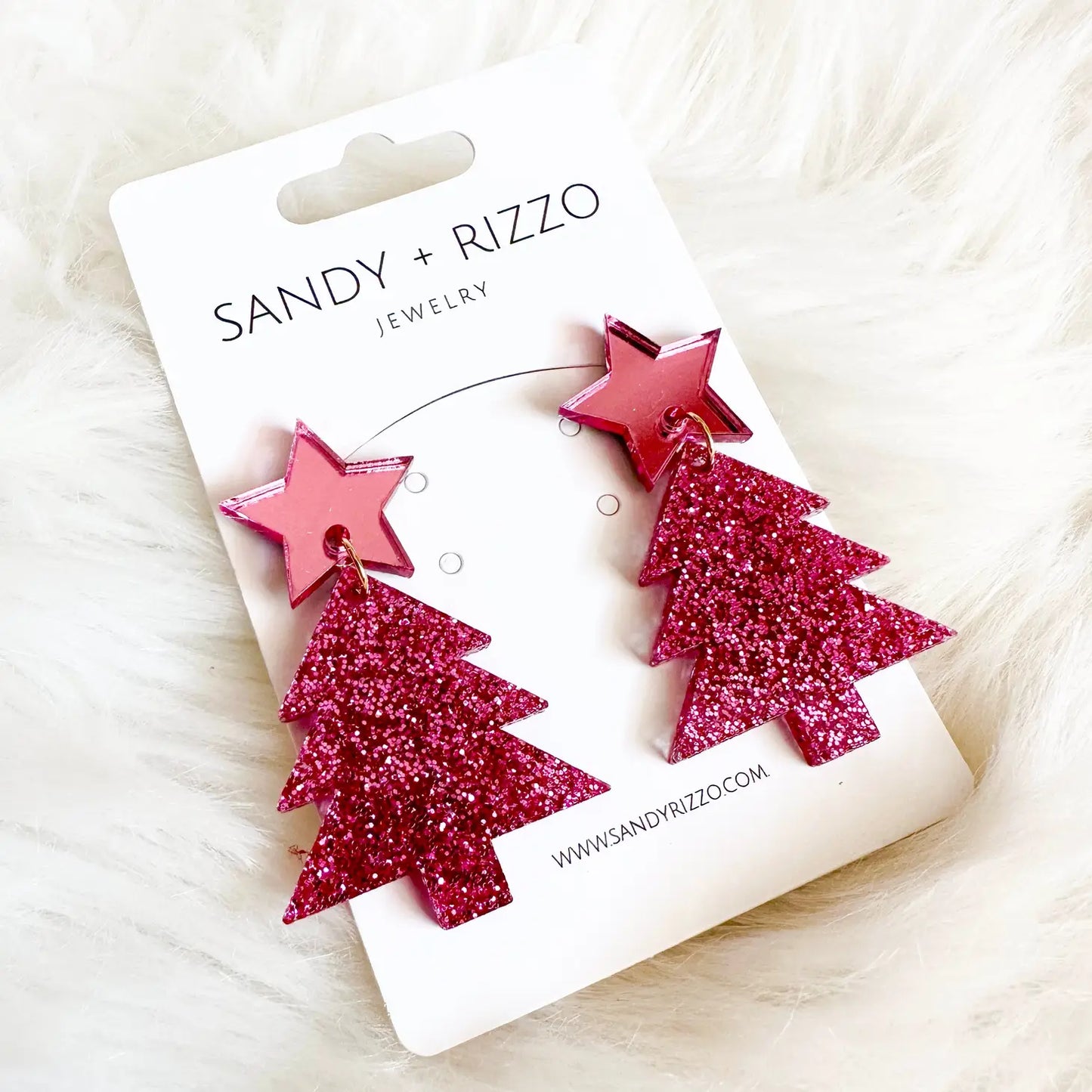 Pink Christmas Tree Earrings