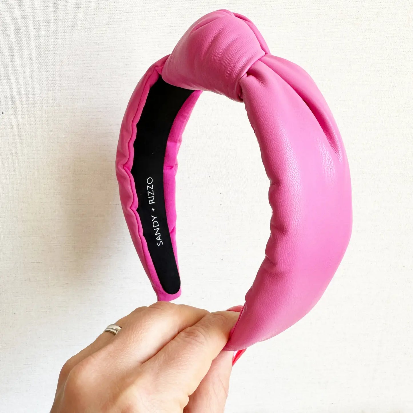 Hot Pink Faux Leather Headband