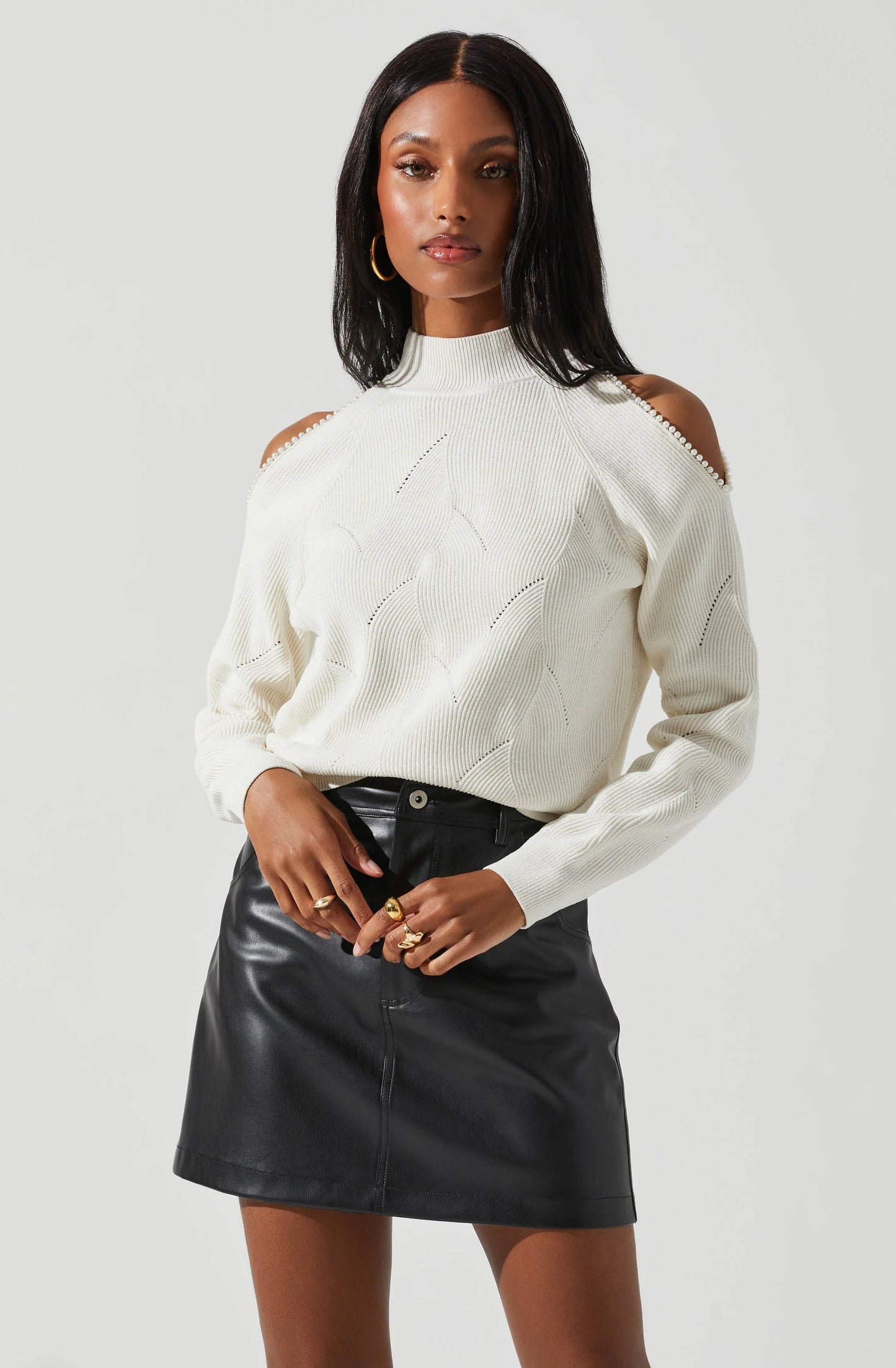 Tori Pearl Cold Shoulder Sweater