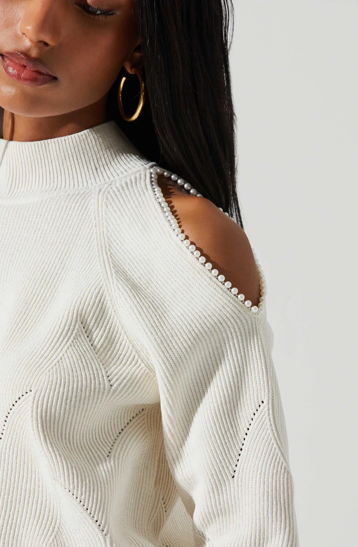 Tori Pearl Cold Shoulder Sweater