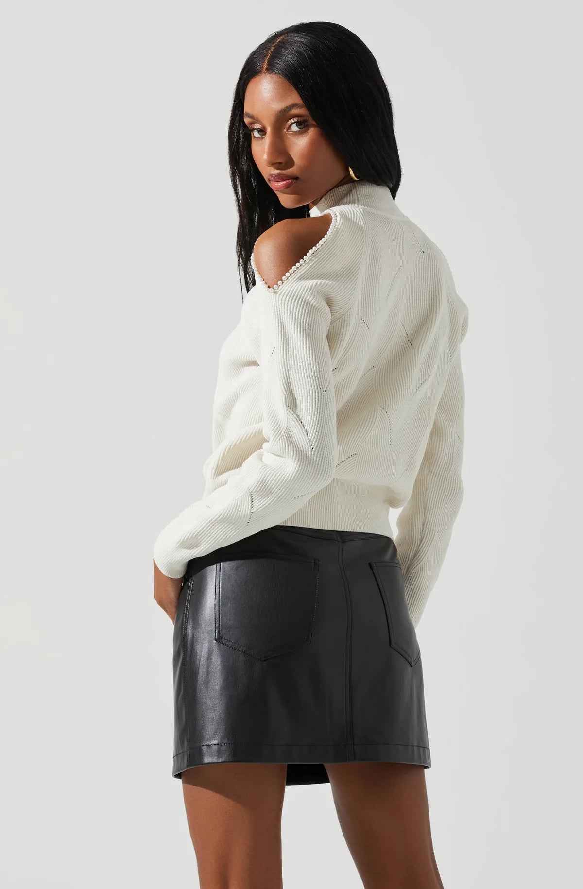 Tori Pearl Cold Shoulder Sweater
