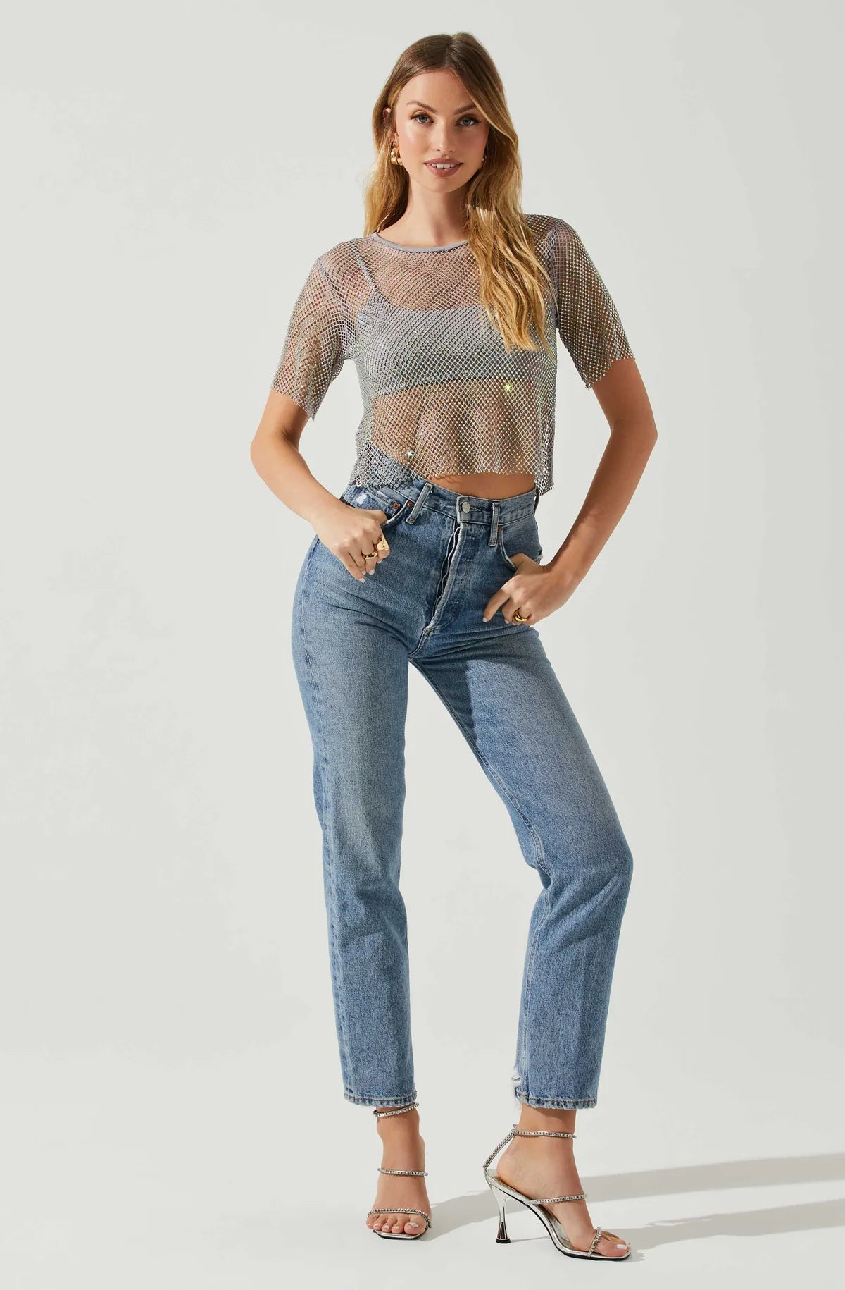 McKay Rhinestone Mesh Top