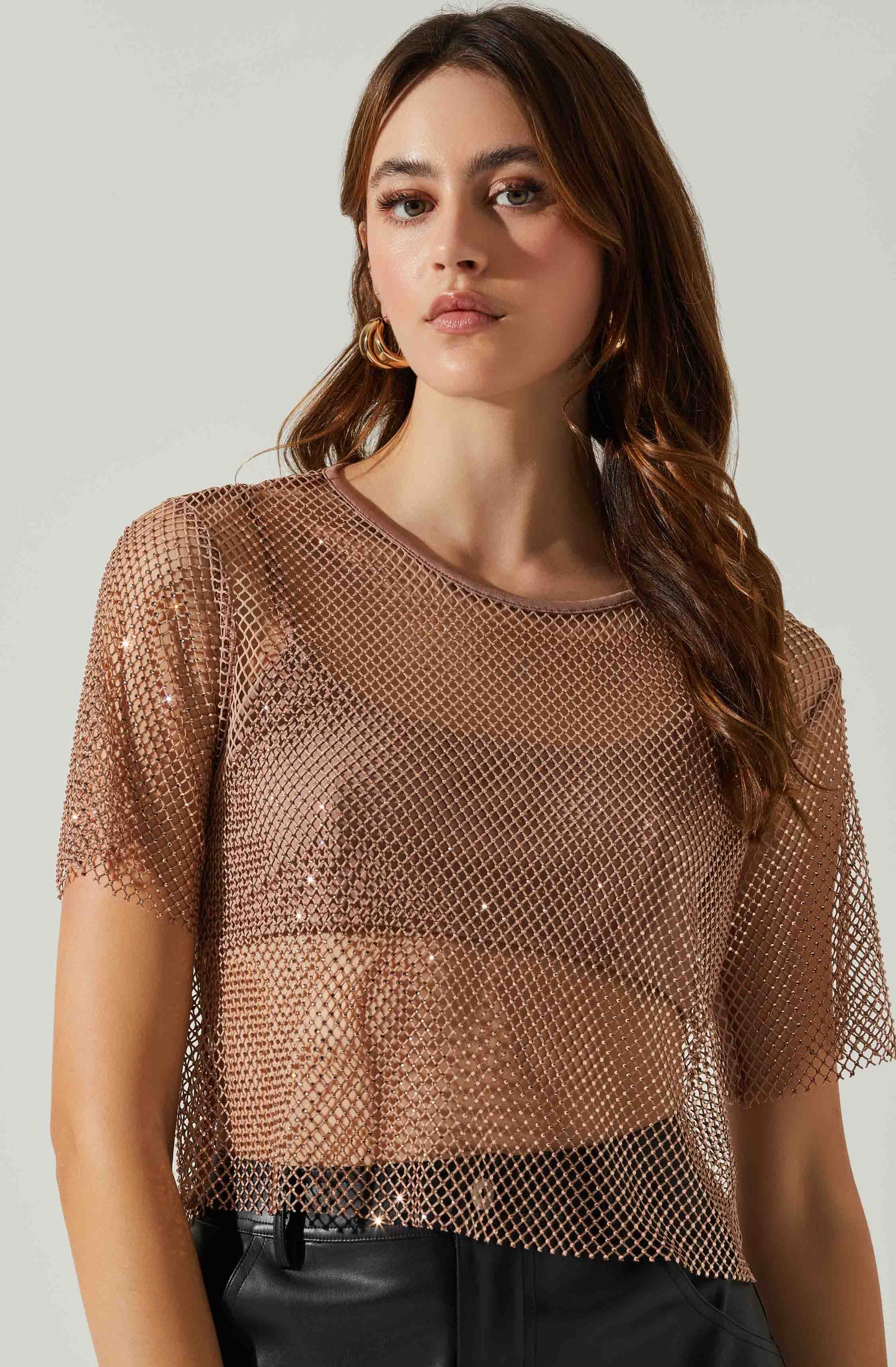 McKay Rhinestone Mesh Top