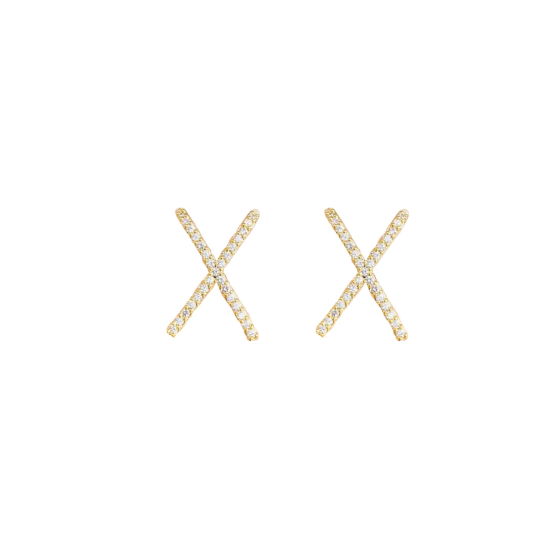 Pave Criss Cross Studs Earrings
