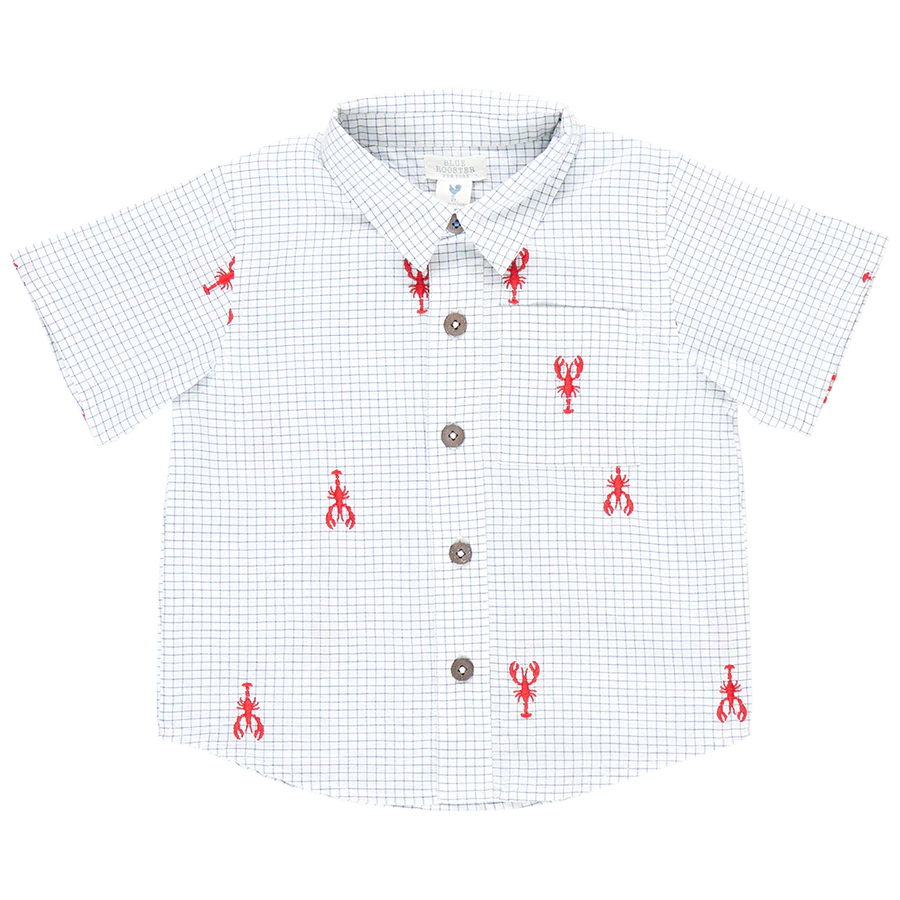 Pink Chicken Lobster Check Boys Jack Shirt