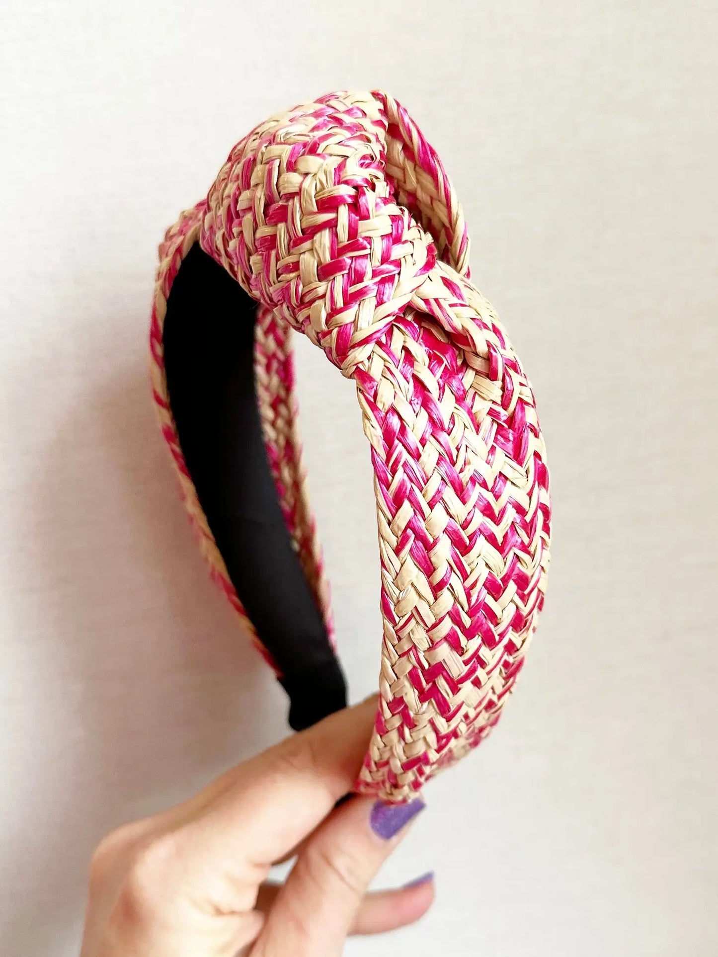 Magenta Raffia Headband
