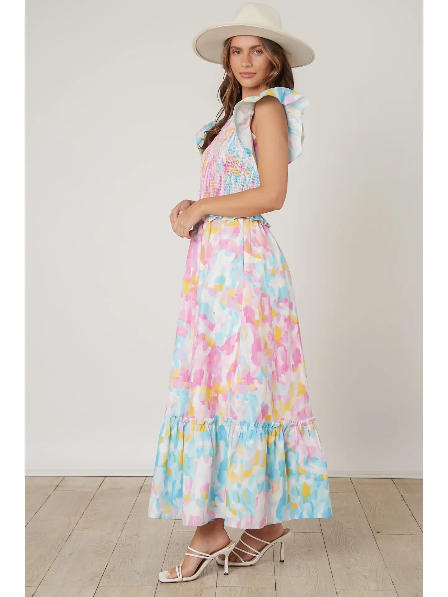 Brushed Print Poplin Maxi Dress