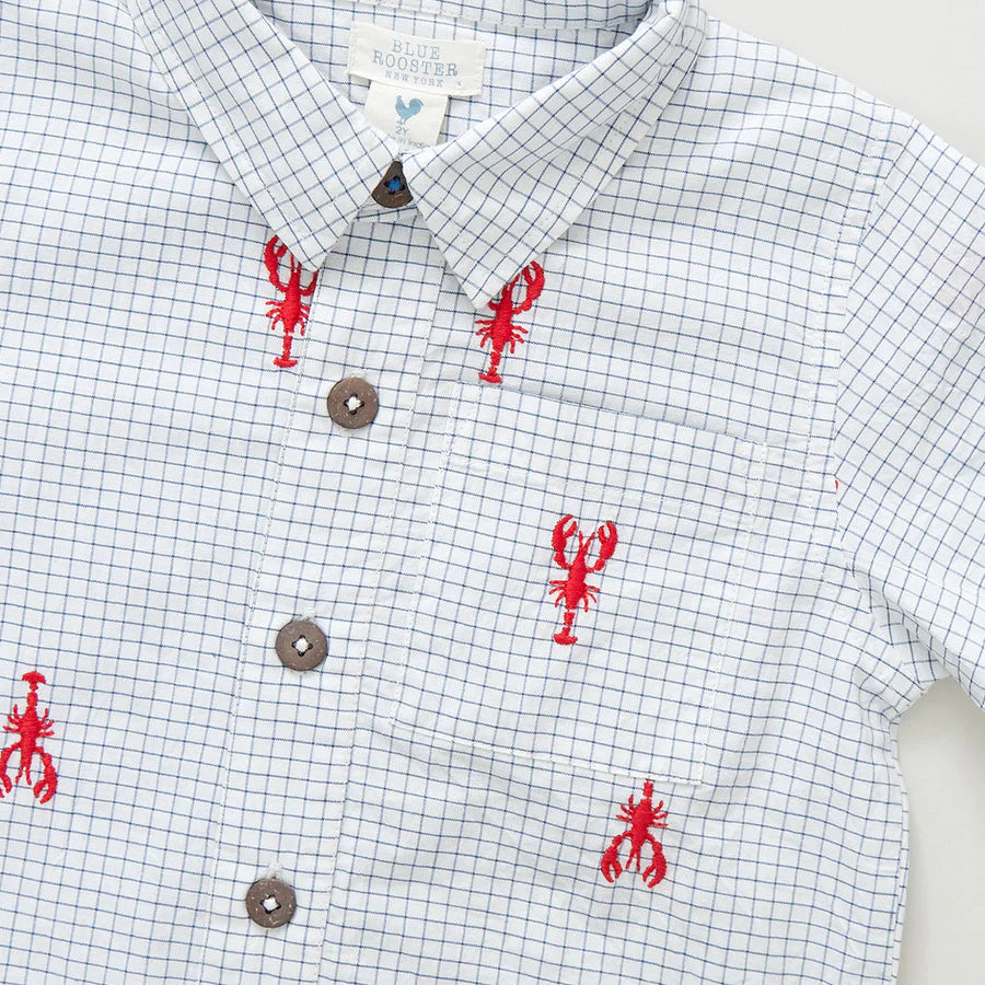 Pink Chicken Lobster Check Boys Jack Shirt