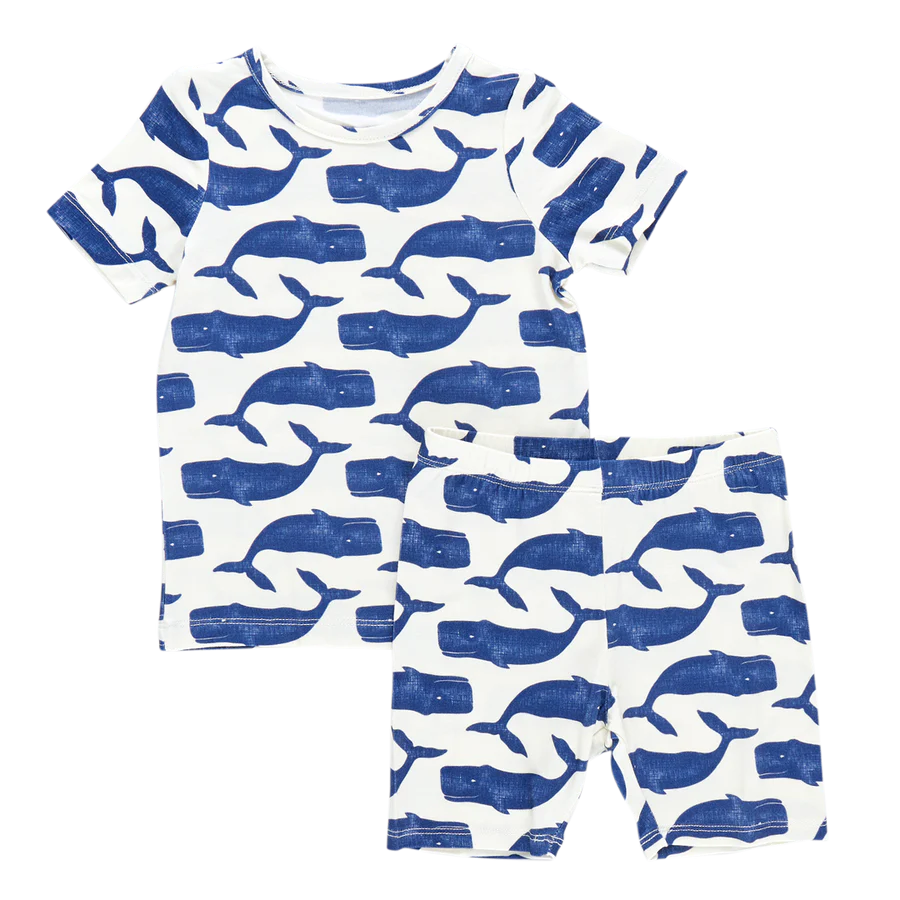 Pink Chicken Bamboo Blue Whales PJ Set