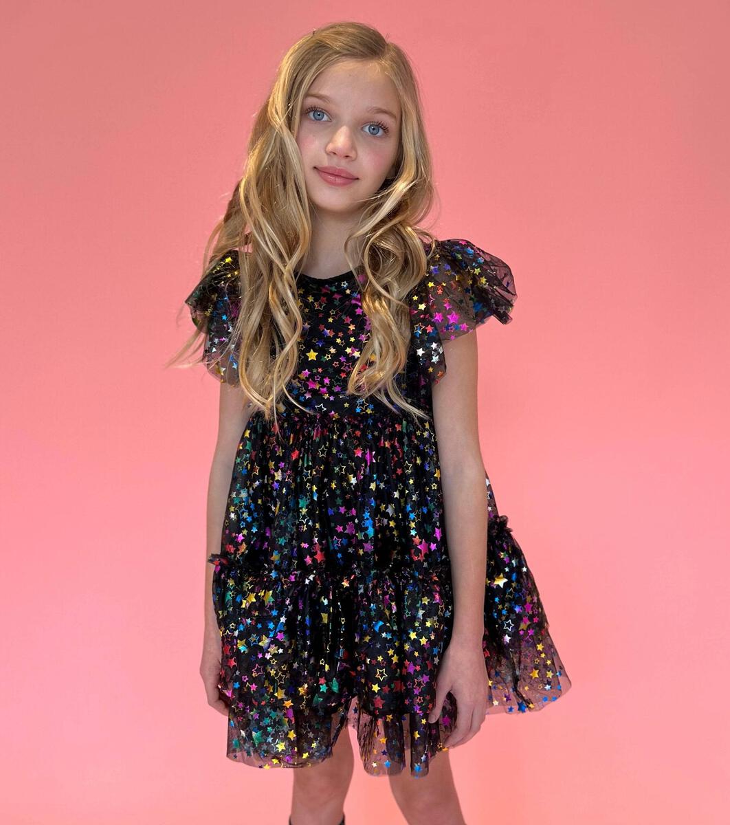 Lola + the Boys Shining Rainbow Star Tulle Dress