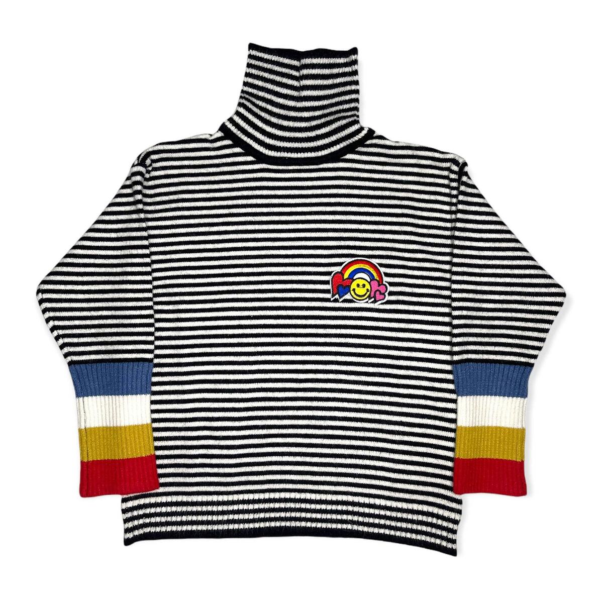 Lola + the boys Rainbow Striped Turtleneck