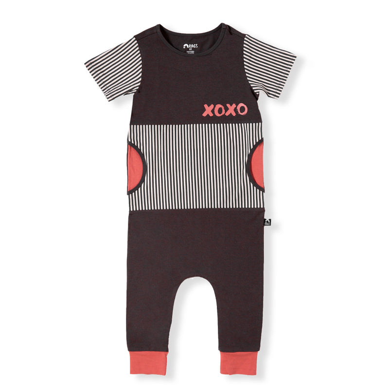 XOXO Short Sleeve Peek Rag Romper