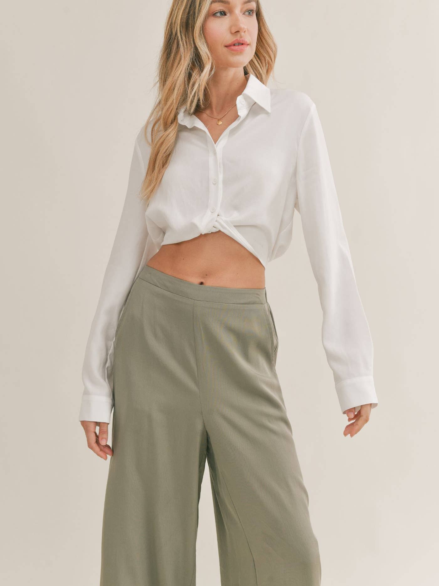 Elisha Button Down Crop Top
