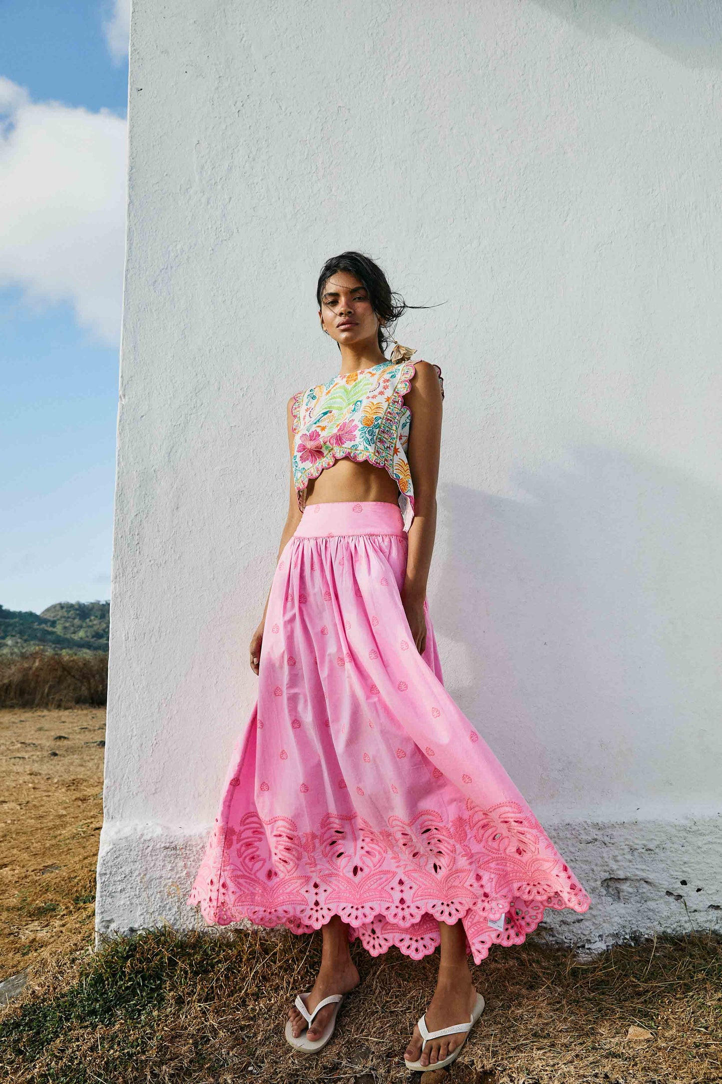 Farm Rio Neon Pink Maxi Skirt