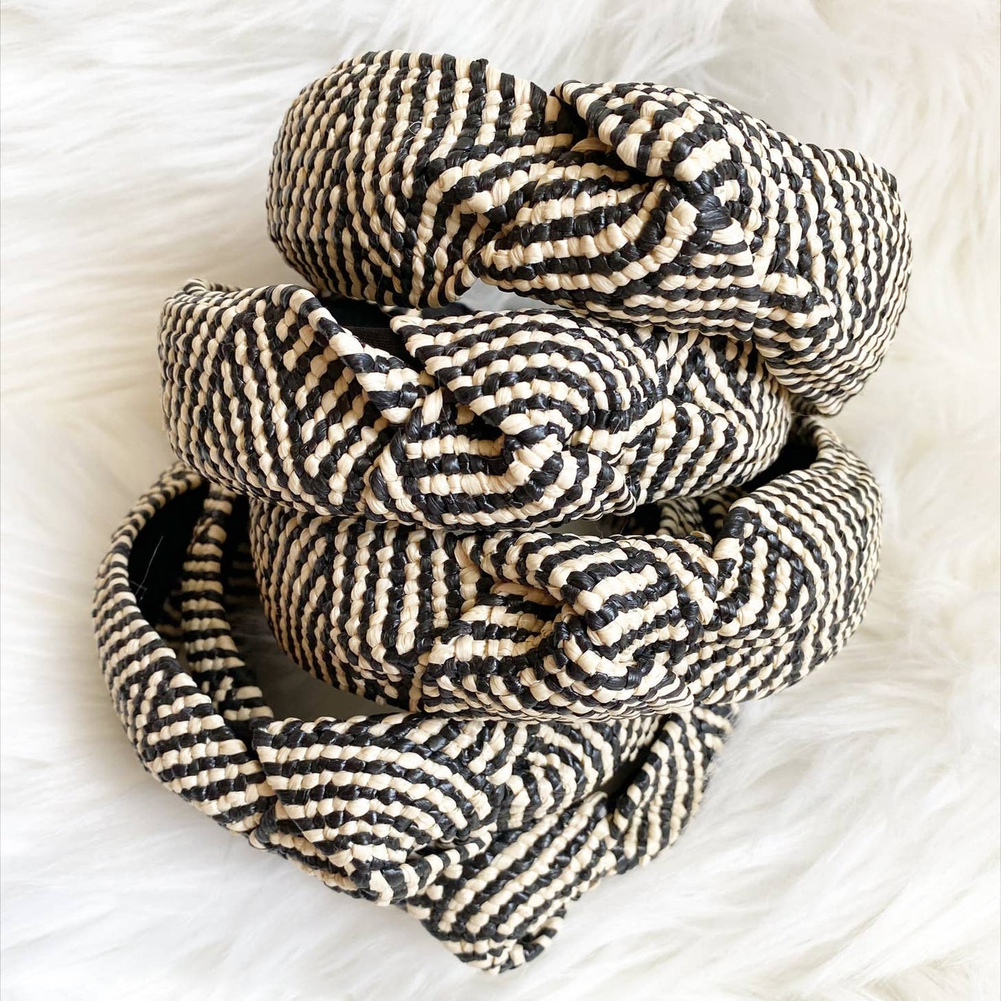 Black & White Raffia Headband