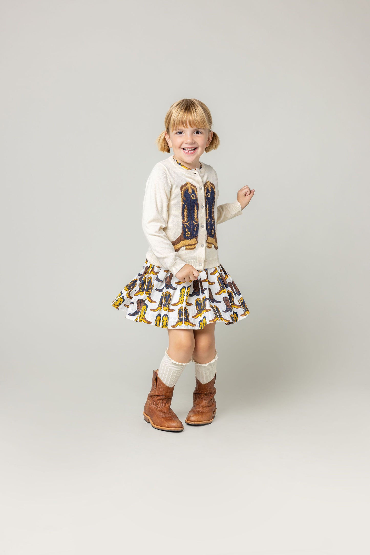 Pink Chicken Girls Cowboy Boots Sweater