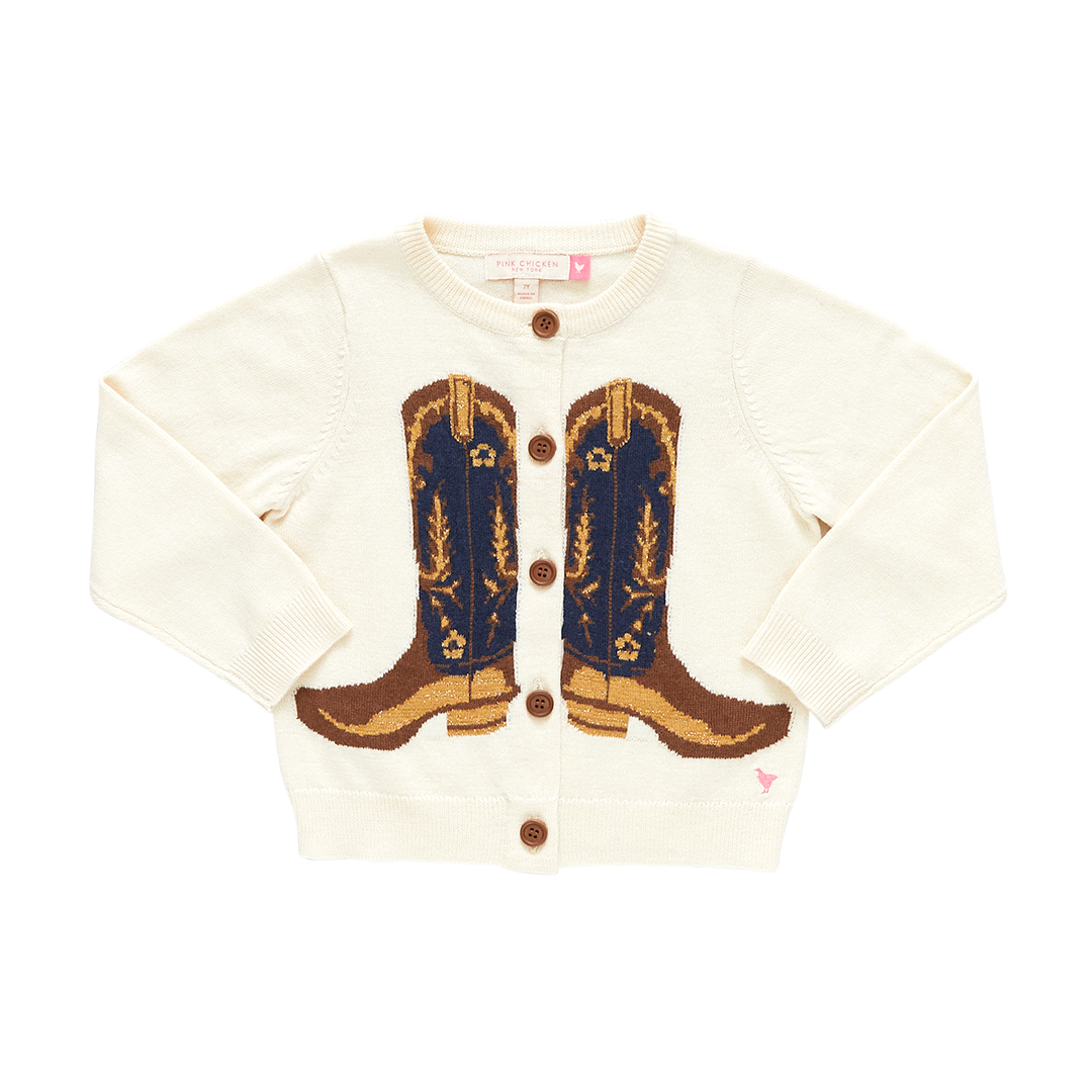 Pink Chicken Girls Cowboy Boots Sweater