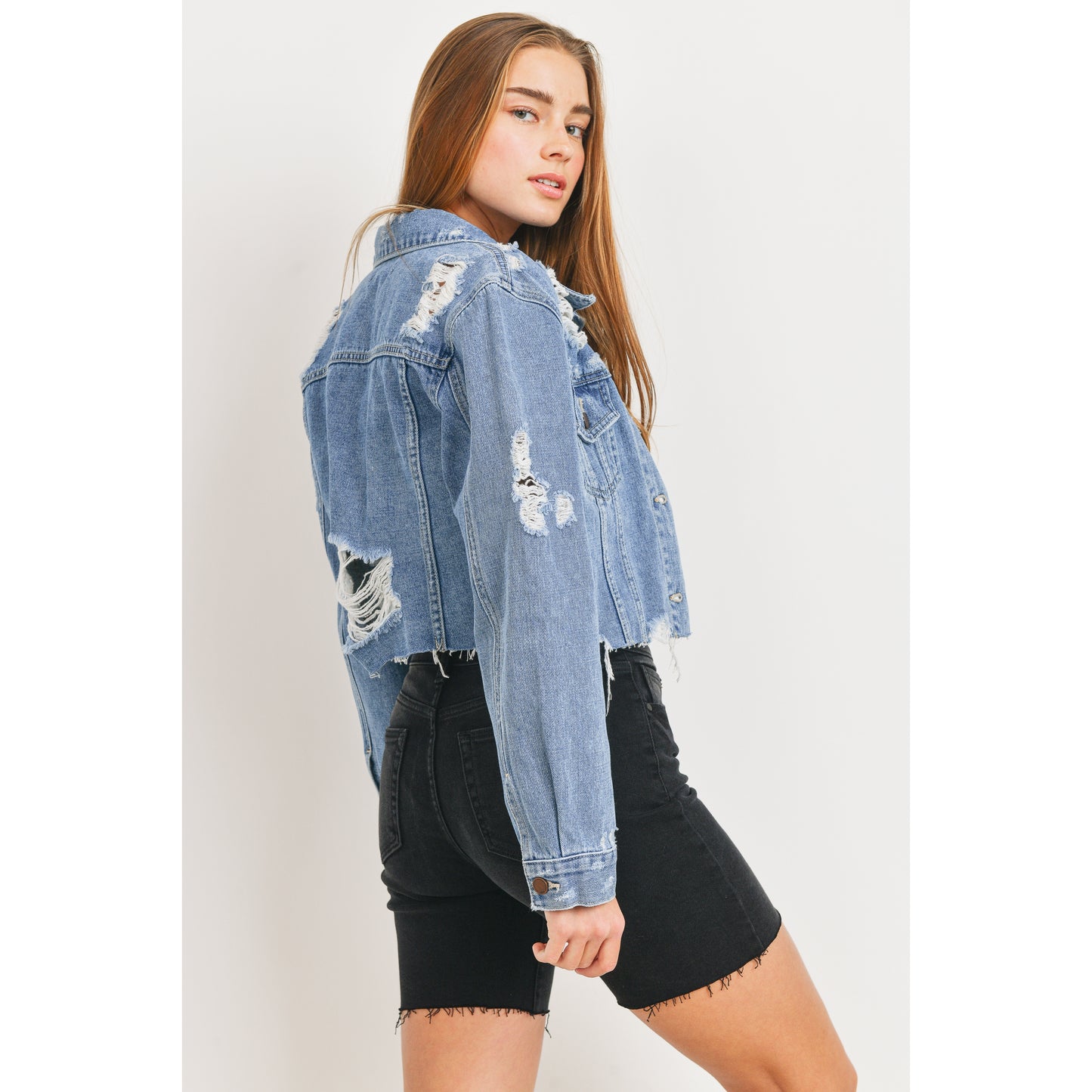 JBD Destroyed Denim Cropped Jacket