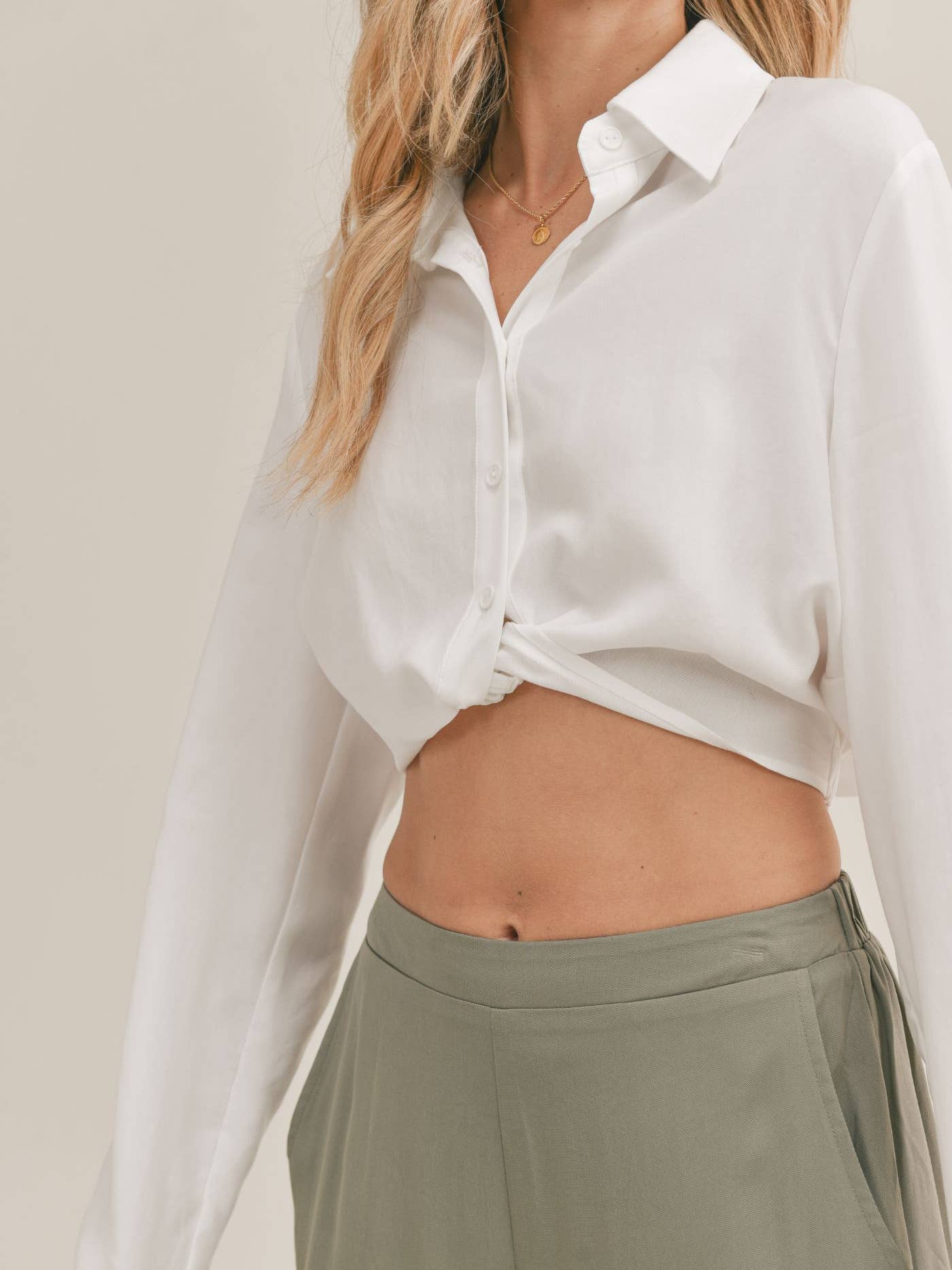 Elisha Button Down Crop Top