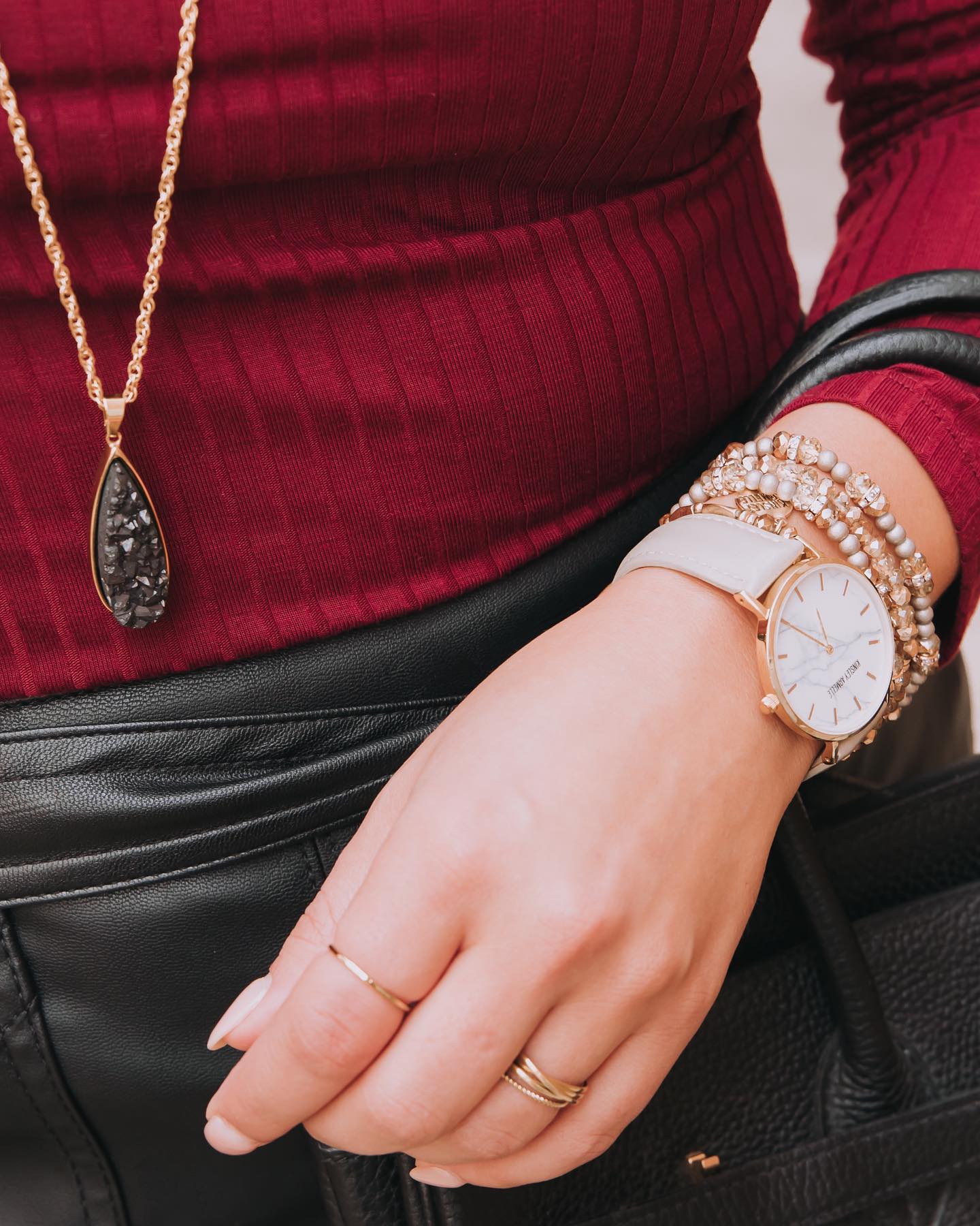 Kinsley Armelle Raven Quartz Drop Necklace