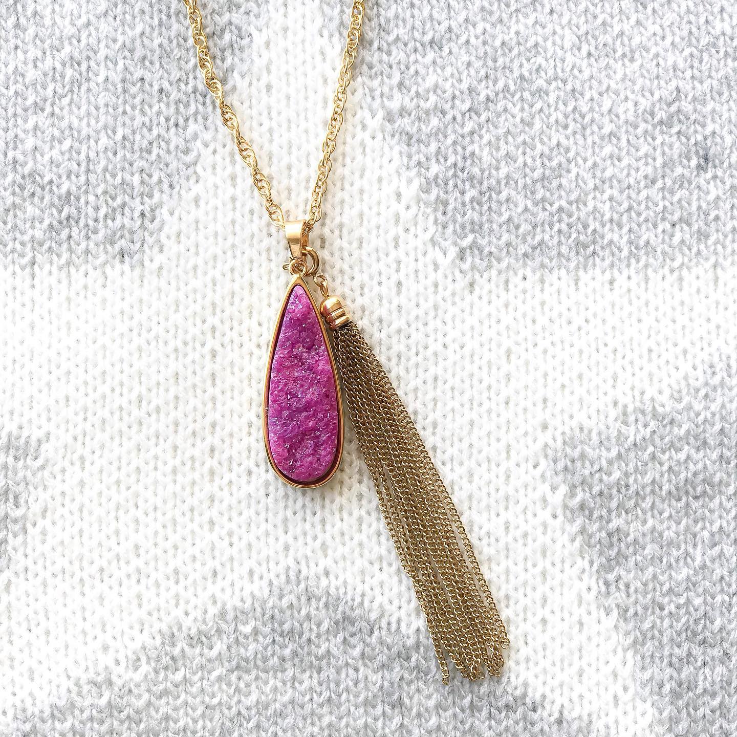 Kinsley Armelle Blush Quartz Drop Necklace