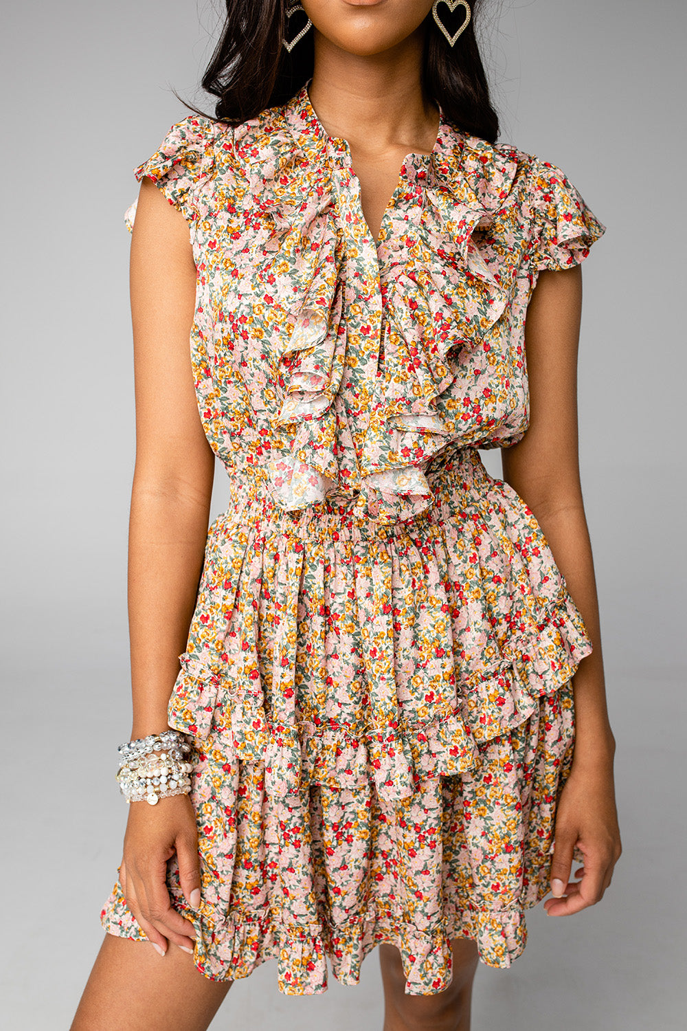 Astrid Ruffle Mini Dress--Orchard