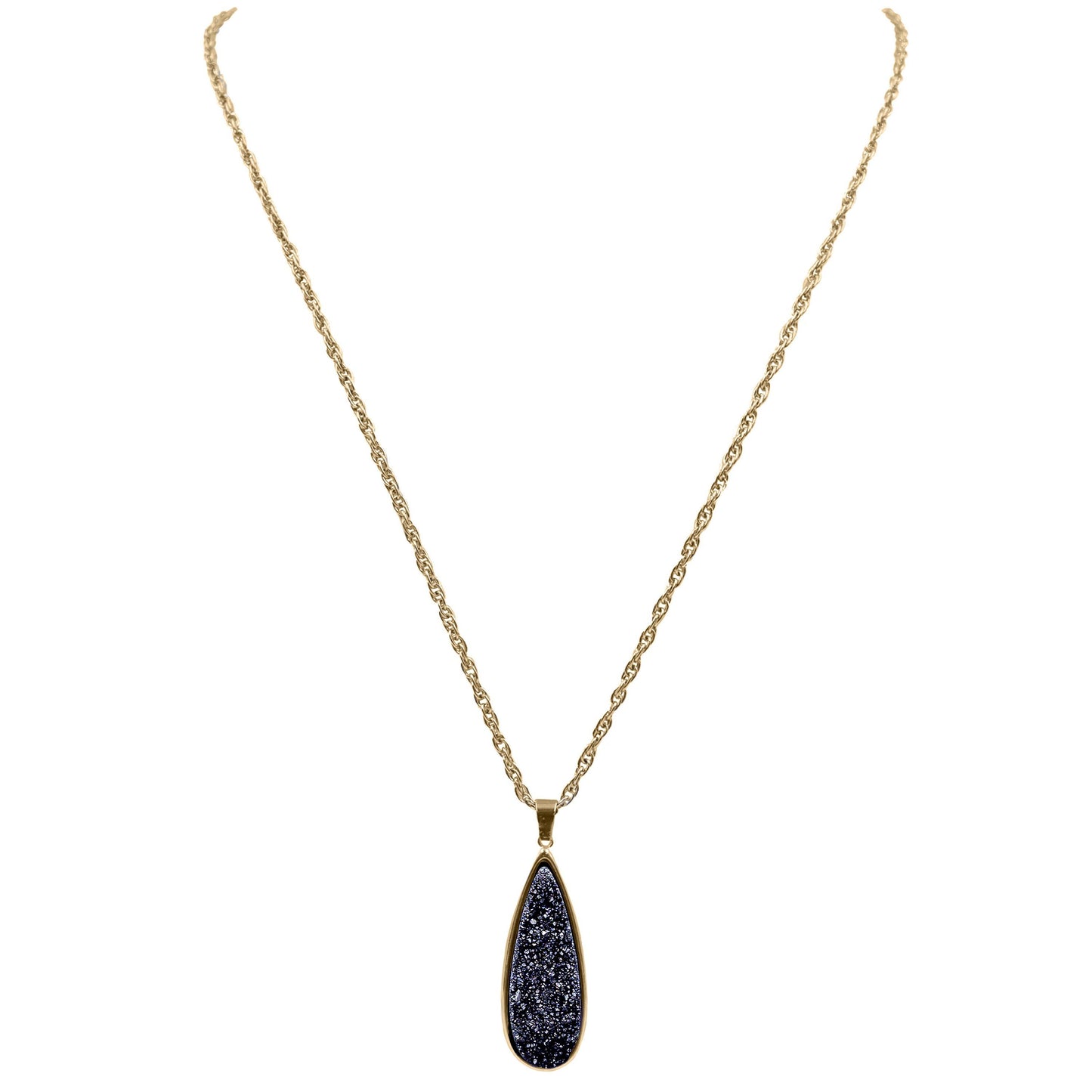 Kinsley Armelle Raven Quartz Drop Necklace