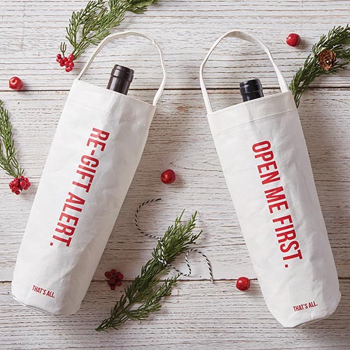 "Open Me First" Wine Bag