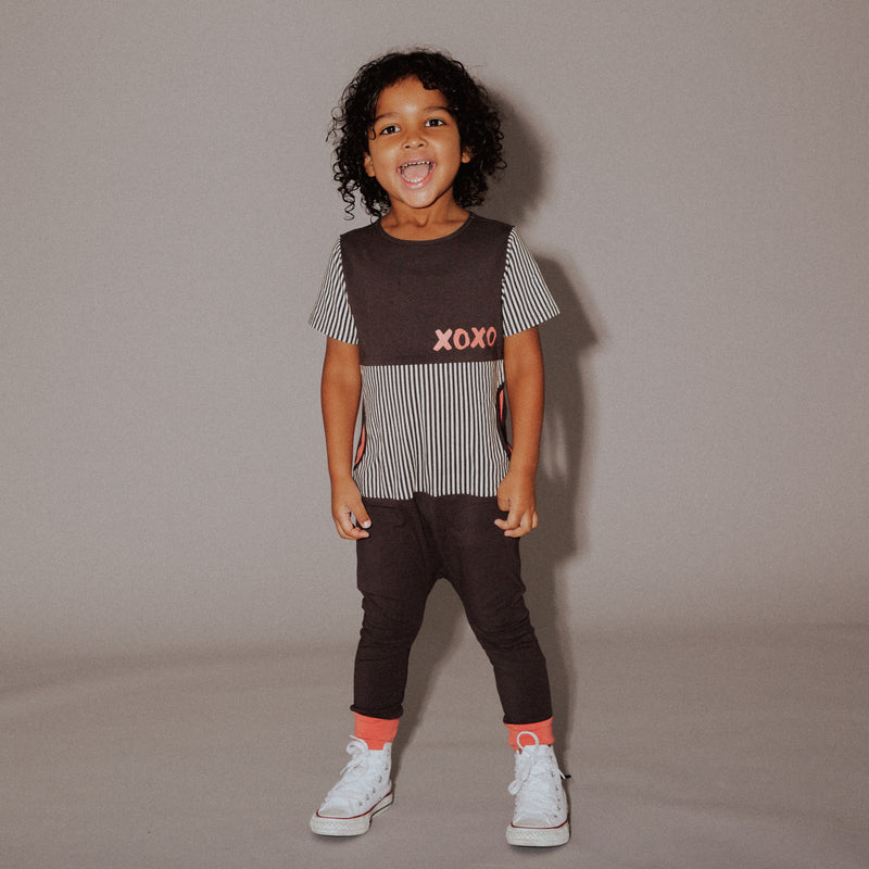 XOXO Short Sleeve Peek Rag Romper