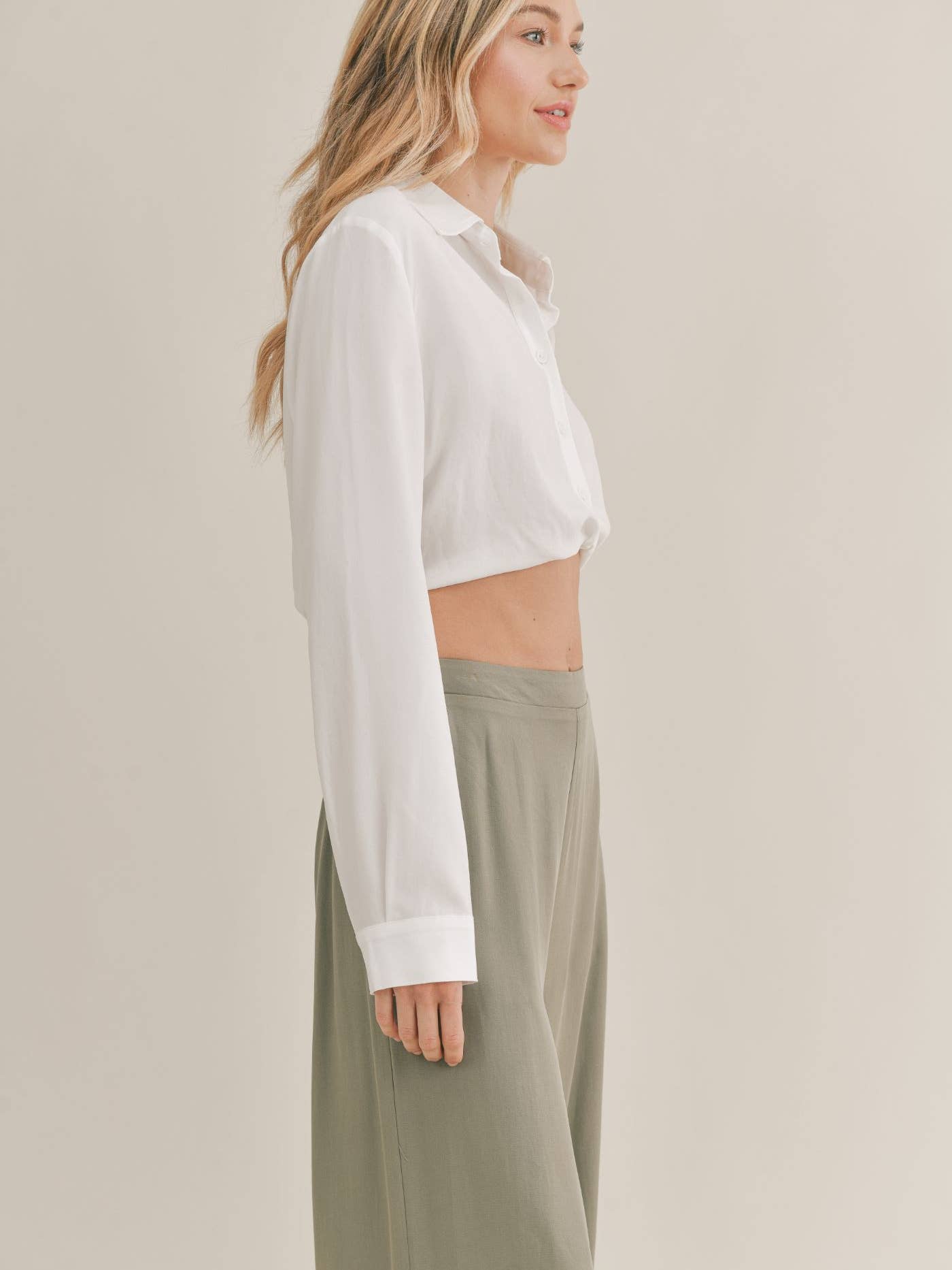 Elisha Button Down Crop Top