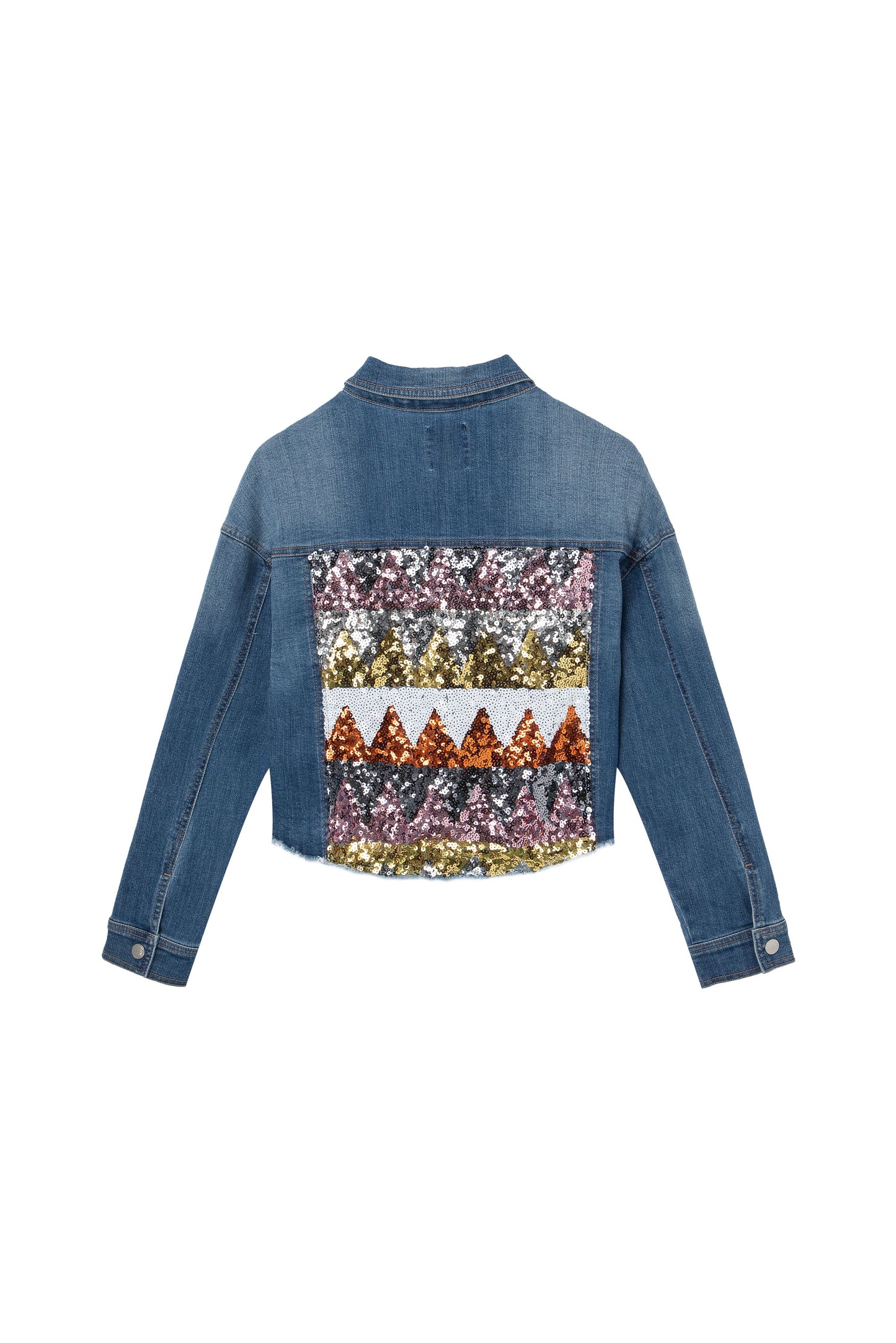 Cropped Denim Sequins Jacket