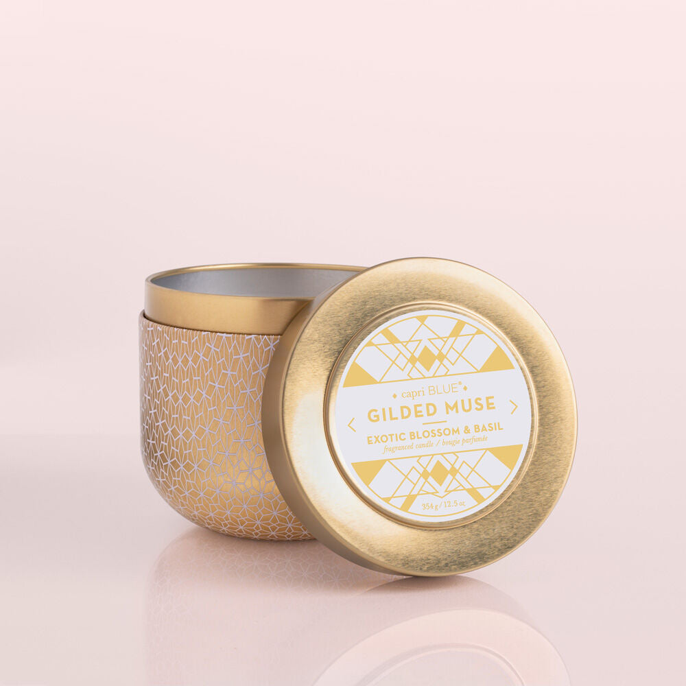Capri Blue Exotic Blossom & Basil Gilded Tin