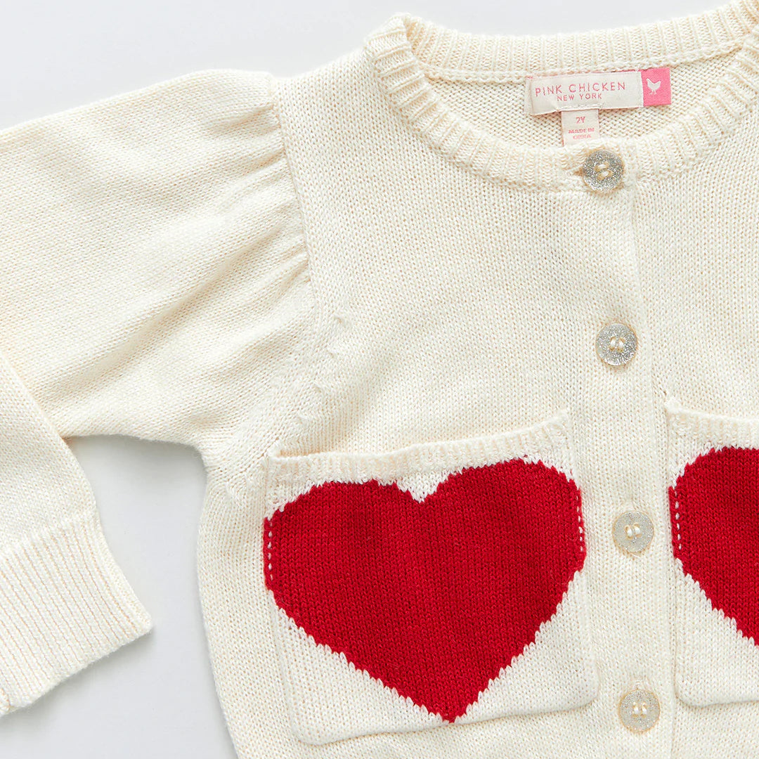 Pink Chicken Heart Pocket Sweater