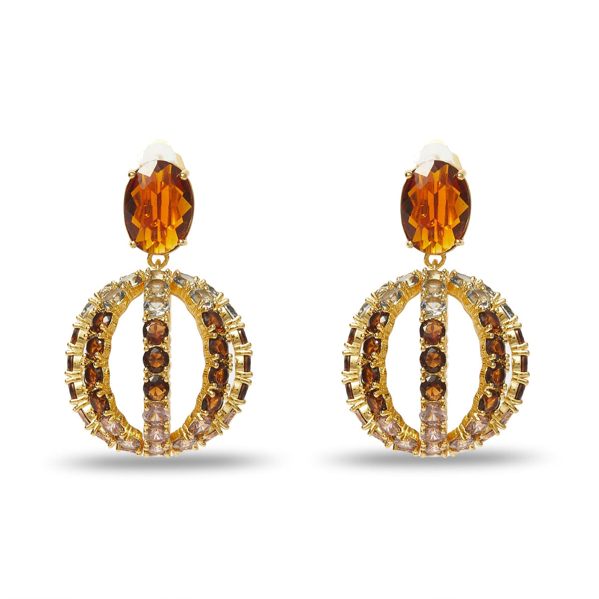 Lele Sadoughi Copper Ombre Disco Crystal Clip-On Earrings