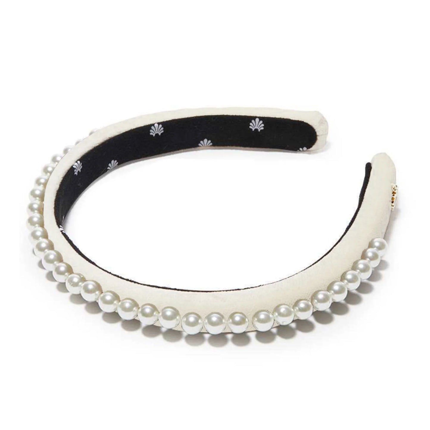 Lele Sadoughi Ivory Perl Embellished Velvet Gigi Headband