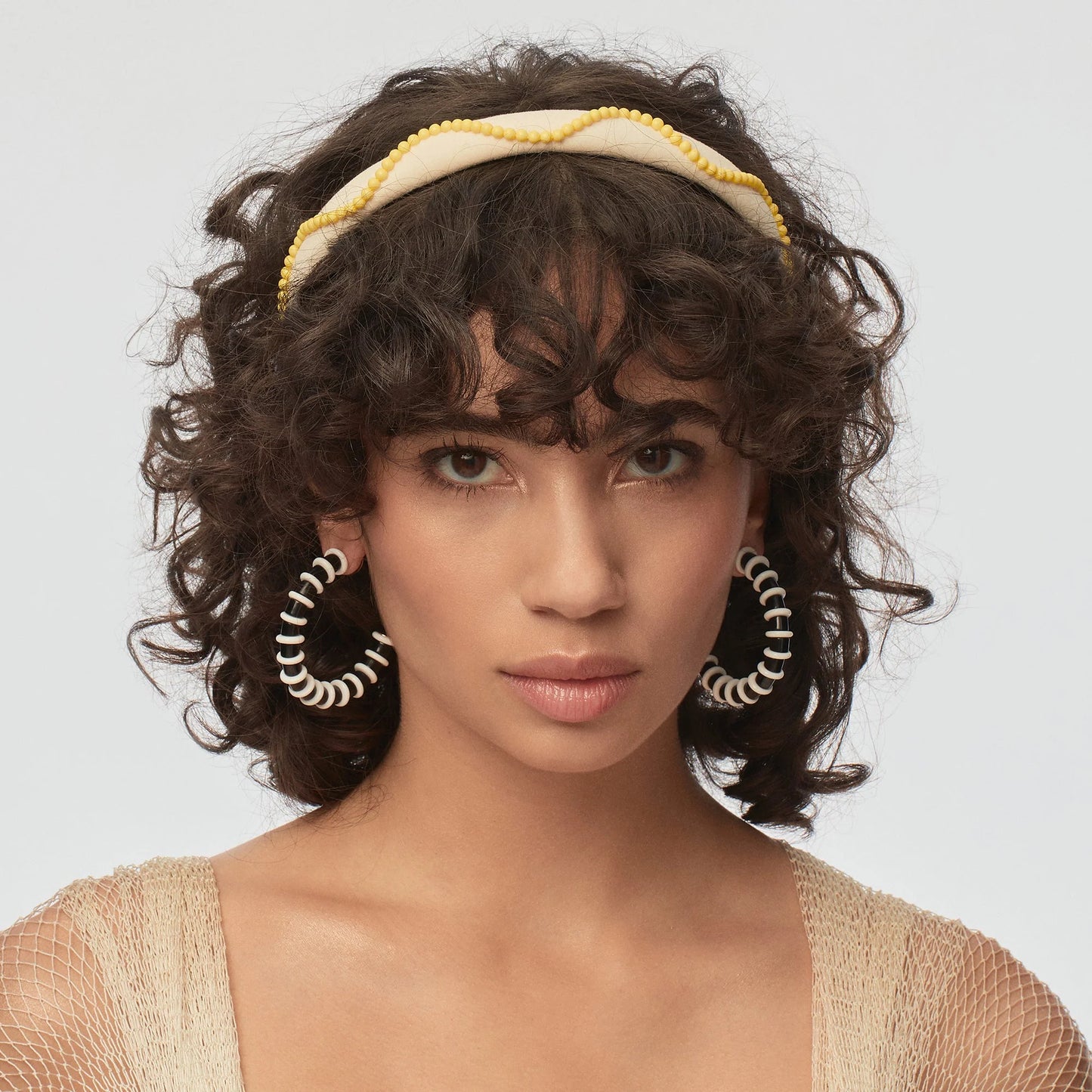 Ivory Sunshine Squiggle Beaded Gigi Headband