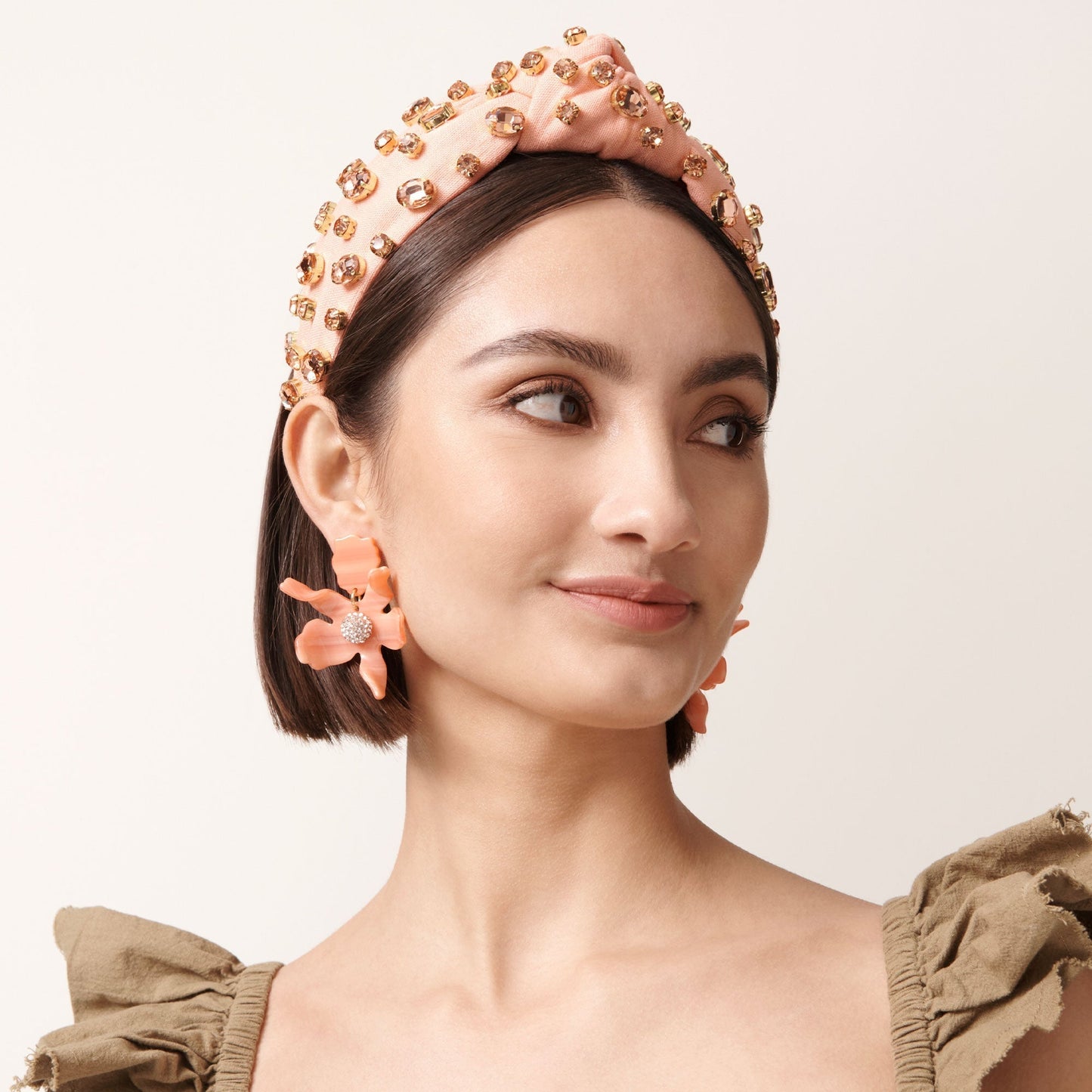 Lele Sadoughi Peach Fuzz Oval Crystal Knotted Headband