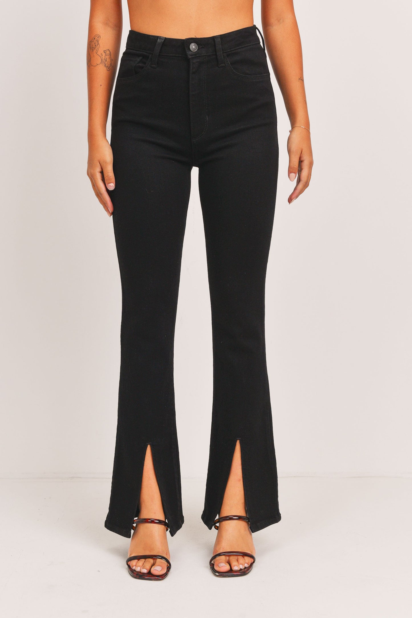 Long Slit Flare Jeans