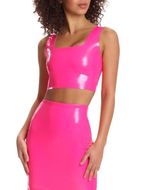 Faux Patent Leather Crop Top