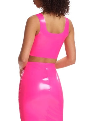 Faux Patent Leather Crop Top