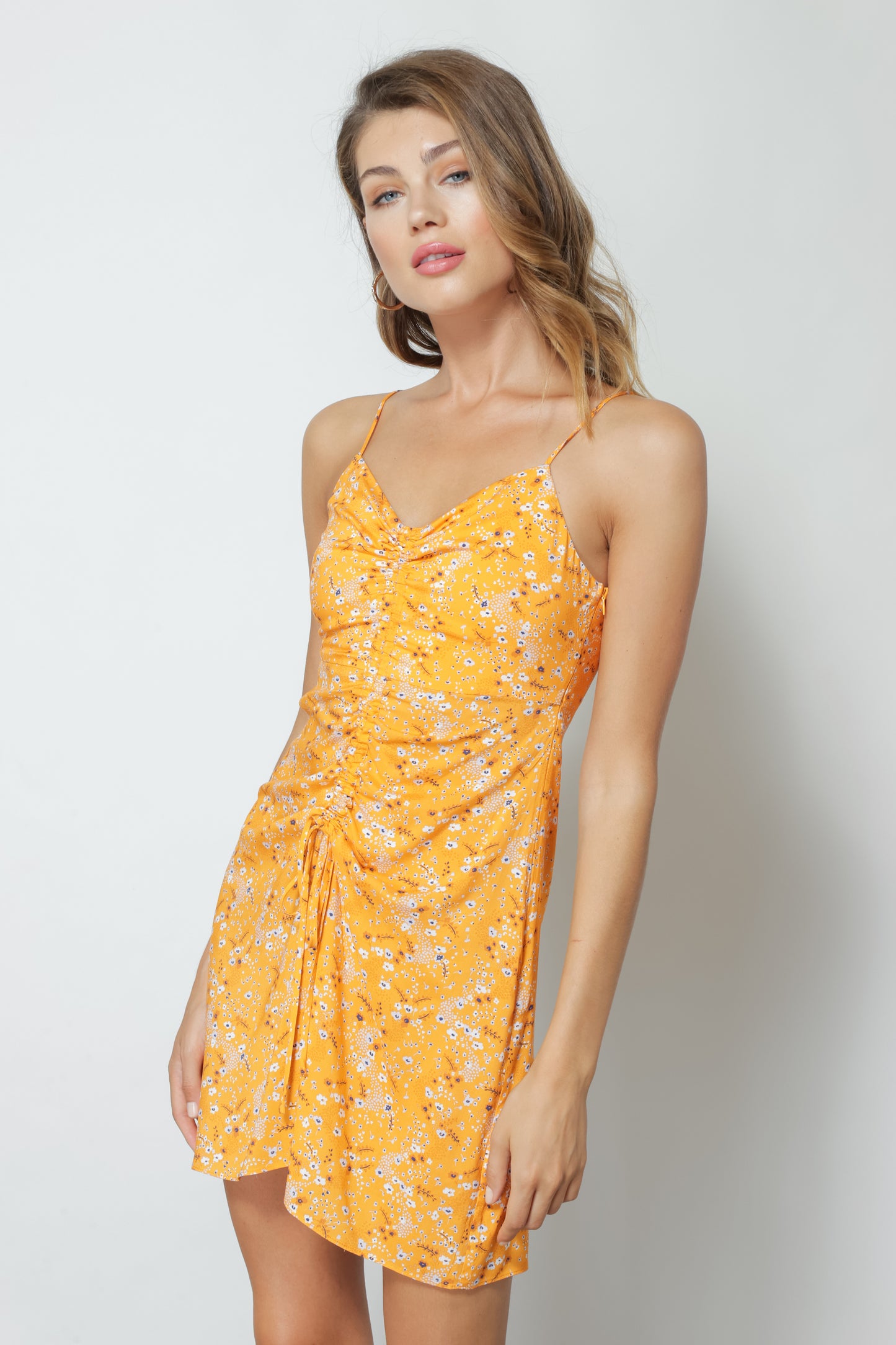 Christy Floral Print Ruched Mini Dress