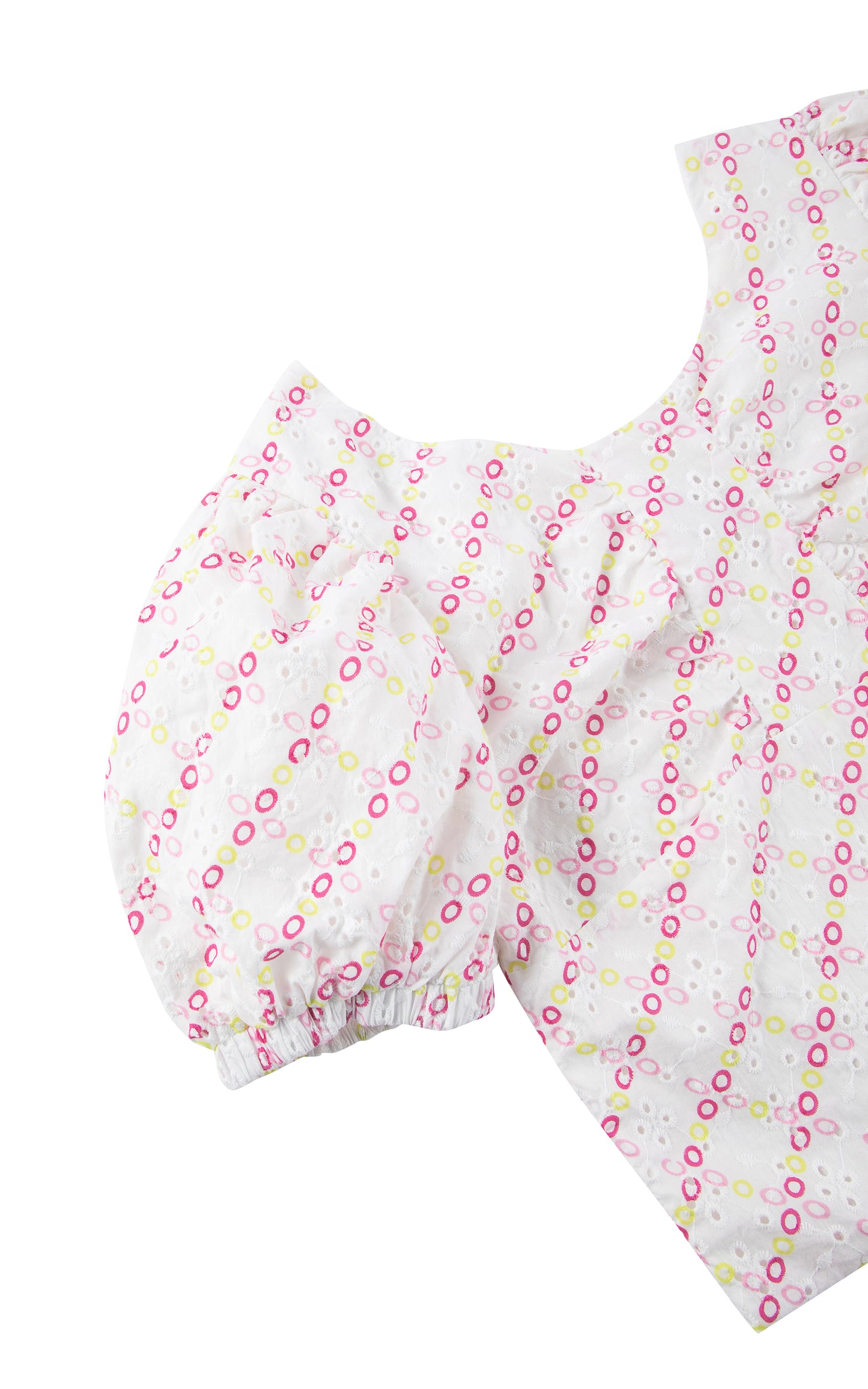 Bubble Sleeve Eyelet Top