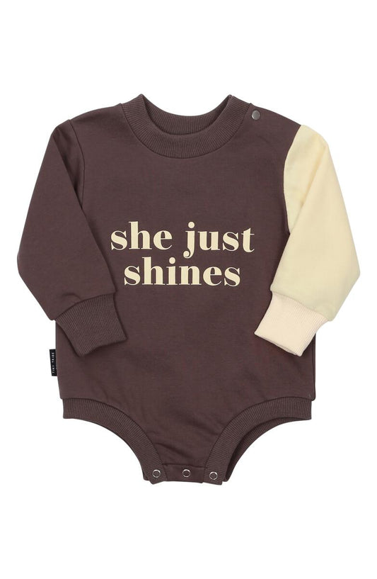 Tiny Tribe She Just Shines Sweat Snapsuit