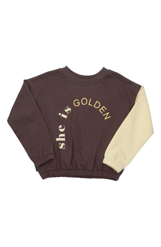 Tiny Tribe She Is Golden Drop Shoulder Sweat Top