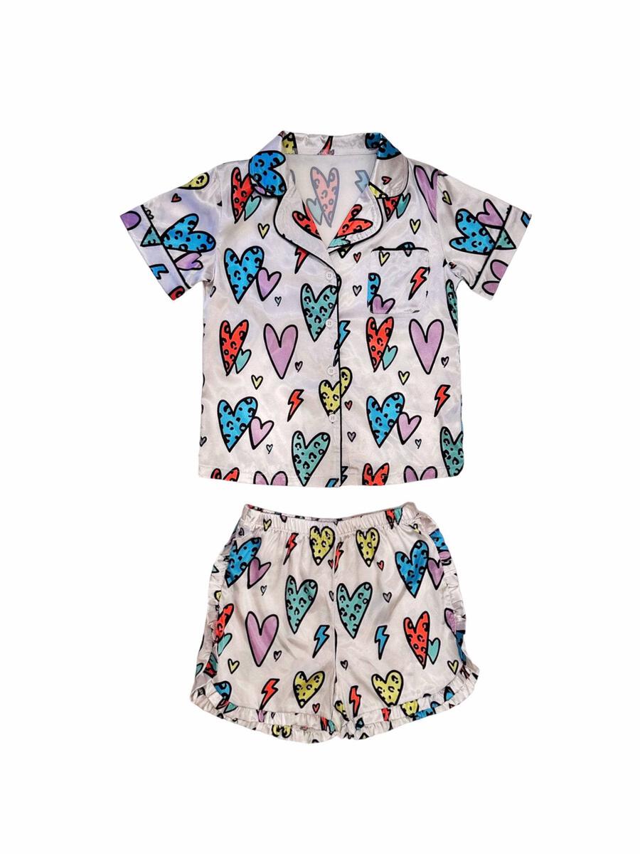 Rainbow Cheetah Heart Pajama Set